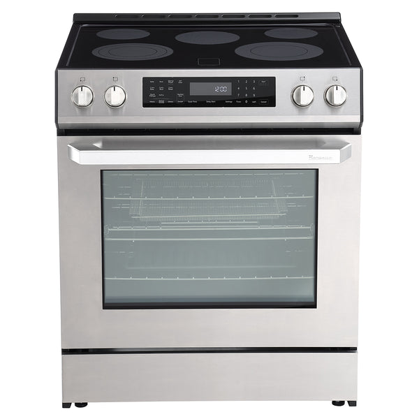 Cocina eléctrica Rangaire de 30" con freidora de aire autolimpiable y horno de convección real, de acero inoxidable deslizable RRE303GS