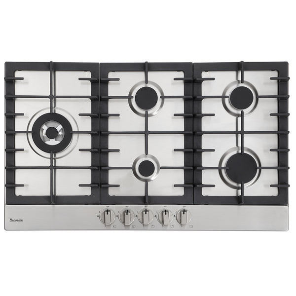 Estufa a gas Rangaire de 34" con 5 quemadores, acero inoxidable, RCG341S