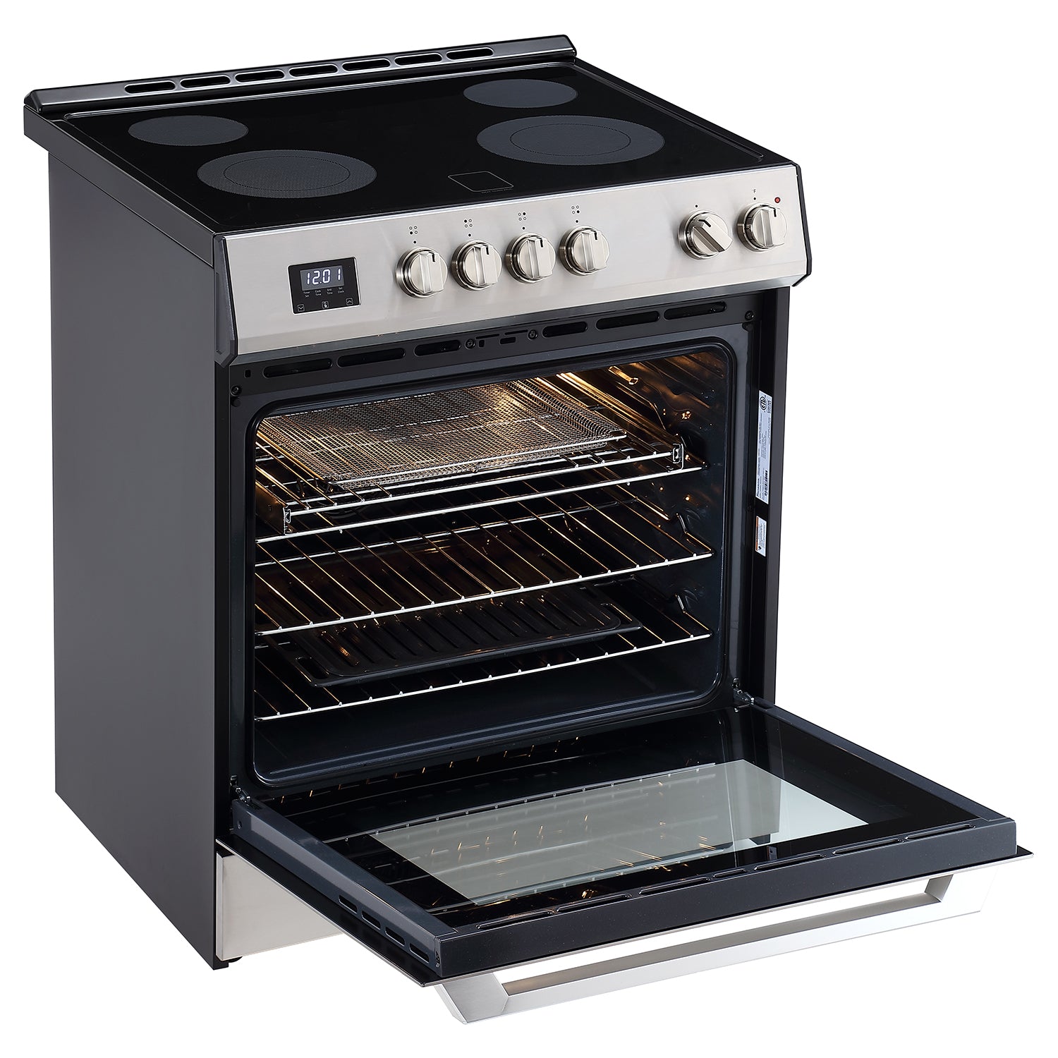 30 Inch Electric Range Angle View Door Open