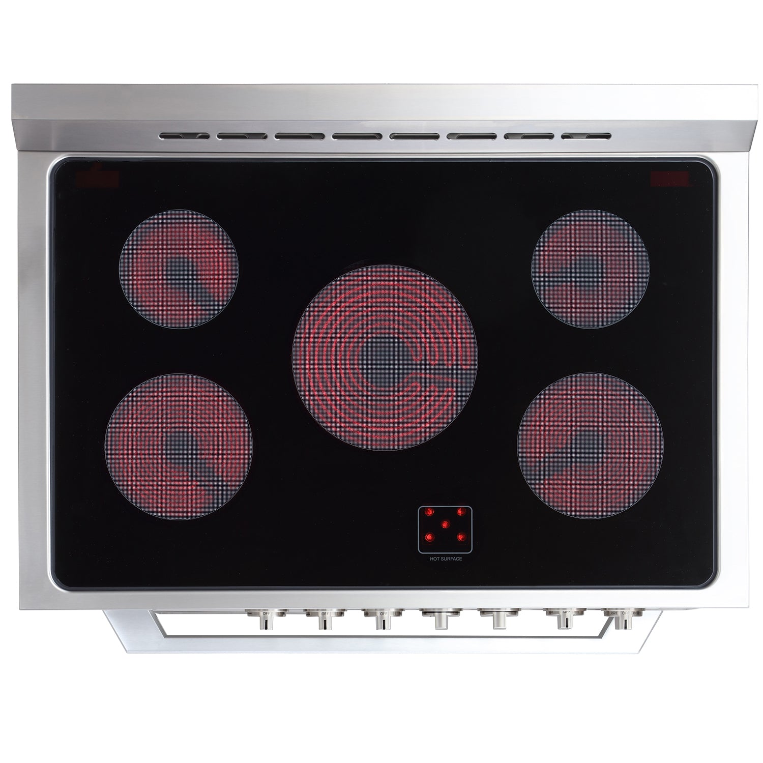 30 Inch Electric Range Top View Burners On